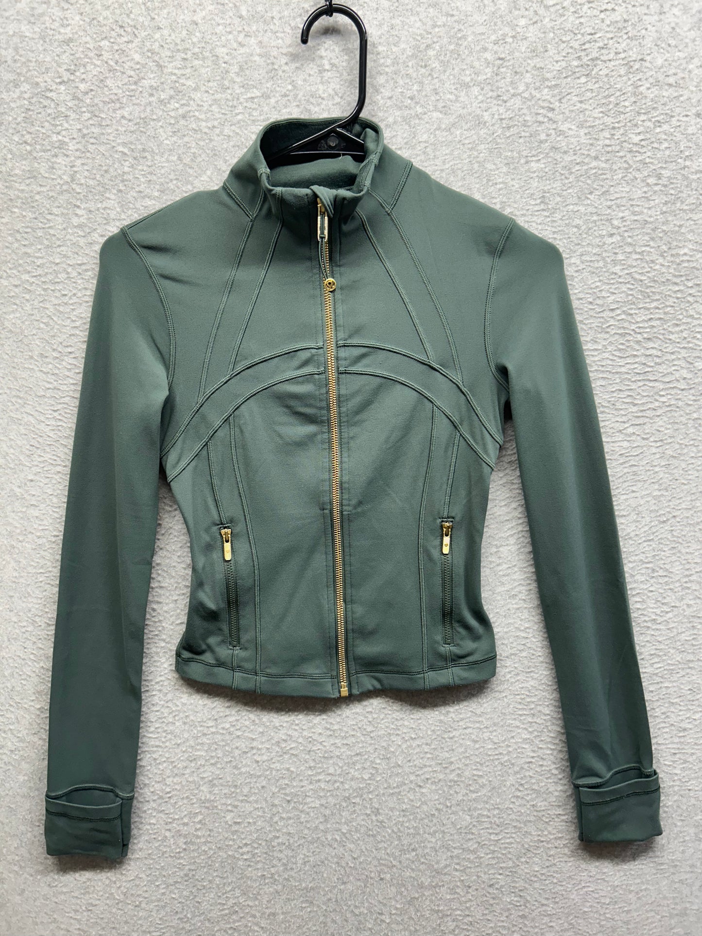 Lululemon Define Cropped Jacket Nulu Size 2 (Square) Dark Forest / Gold