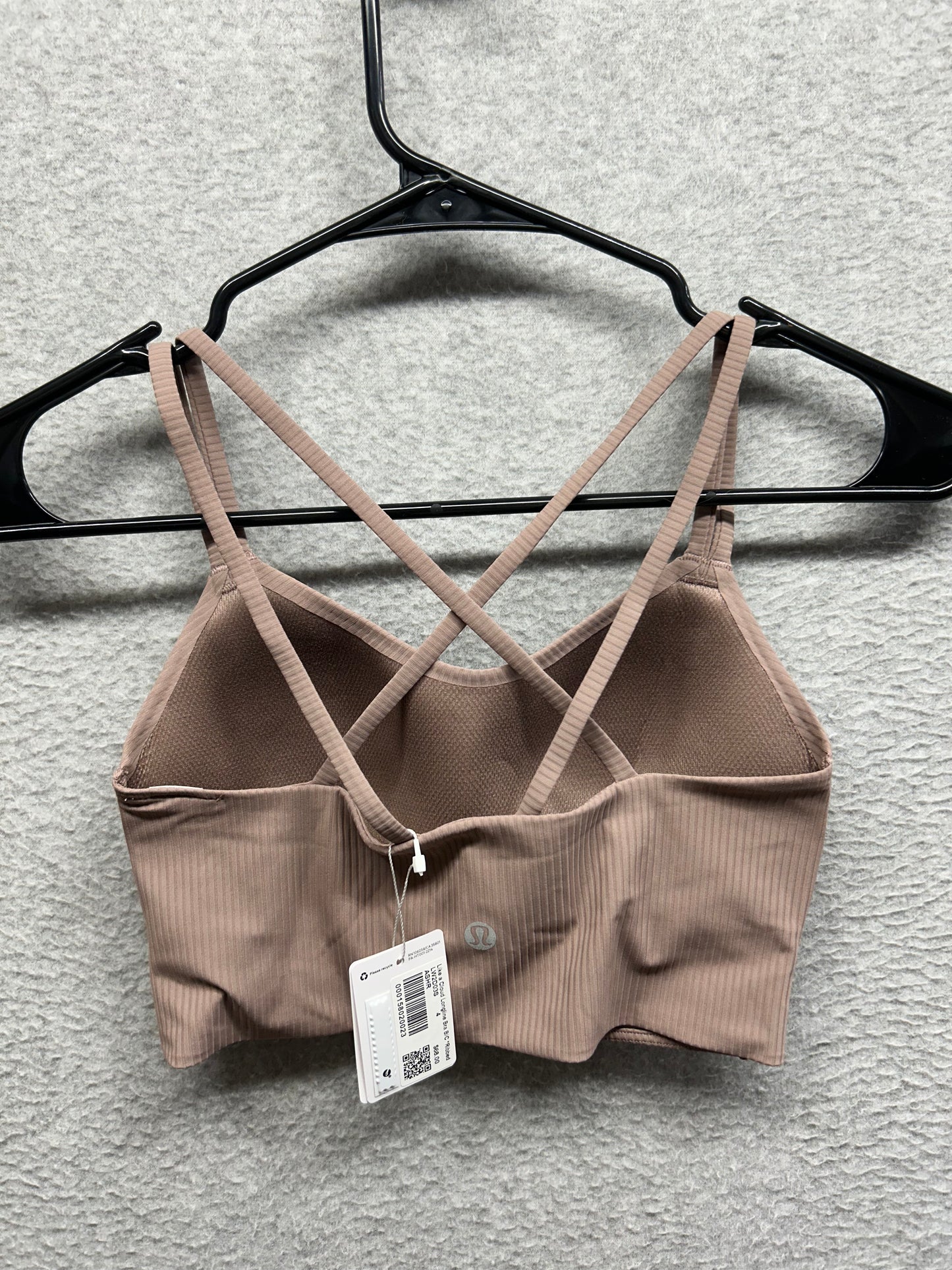 Lululemon Like a Cloud Ribbed Longline Bra Size 4 Ashen Rose