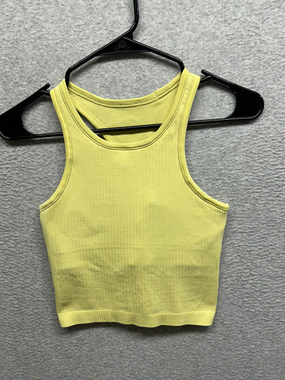 Lululemon Ebb To Street Racerback Crop Tank Top Size 4 Yellow Serpentine