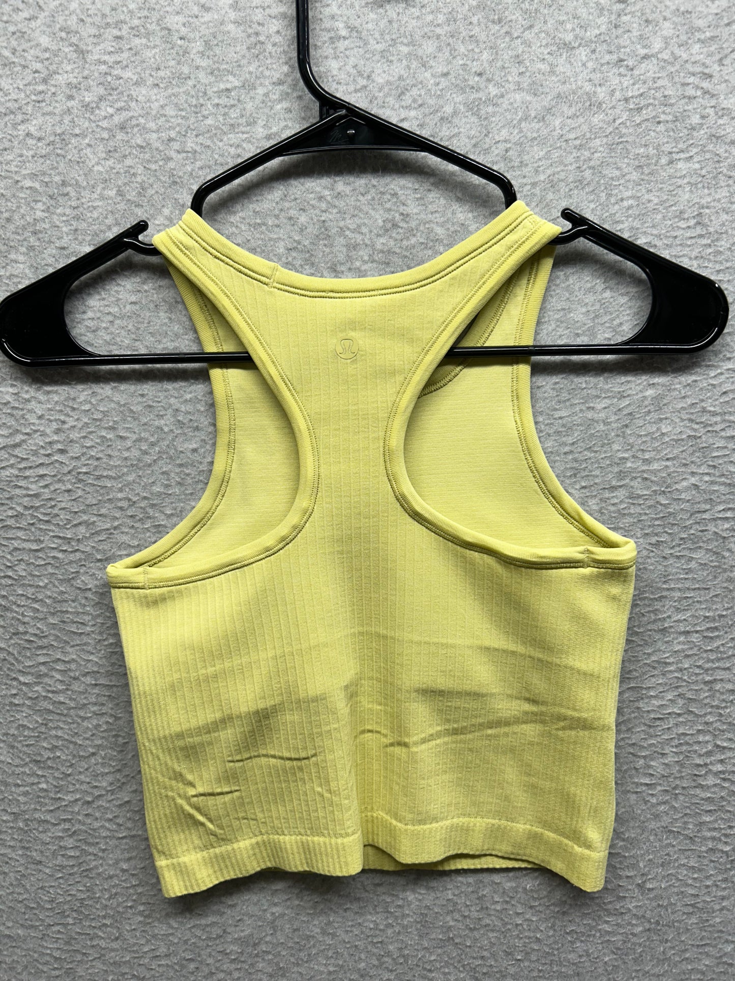 Lululemon Ebb To Street Racerback Crop Tank Top Size 4 Yellow Serpentine