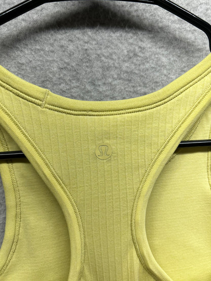 Lululemon Ebb To Street Racerback Crop Tank Top Size 4 Yellow Serpentine
