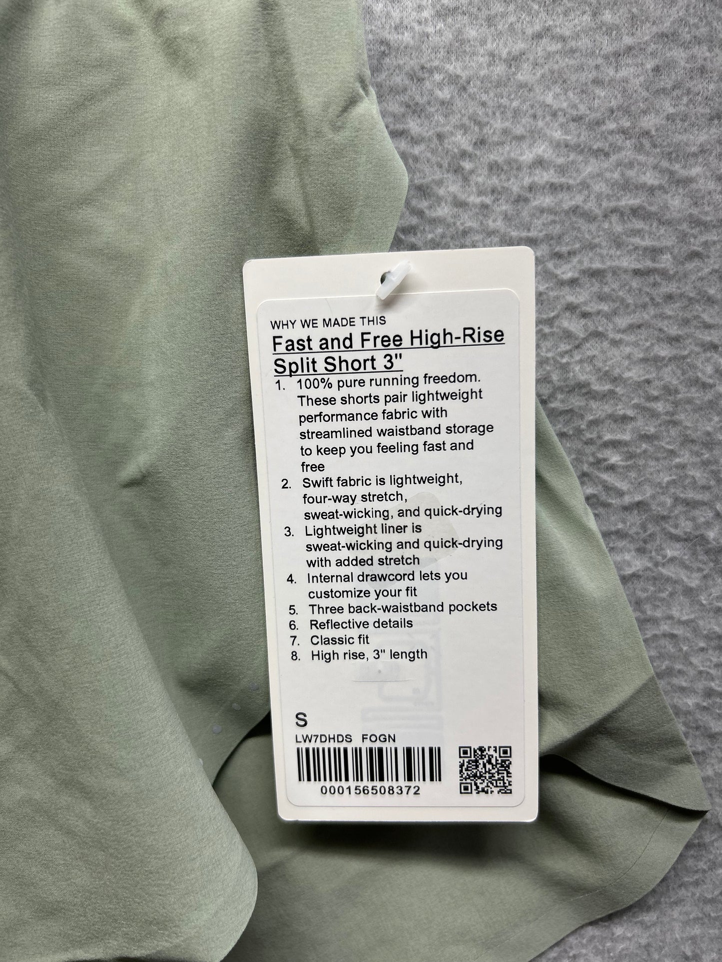 Lululemon Fast and Free High-Rise Classic-Fit Split Short 3" Size 4 Fog Green