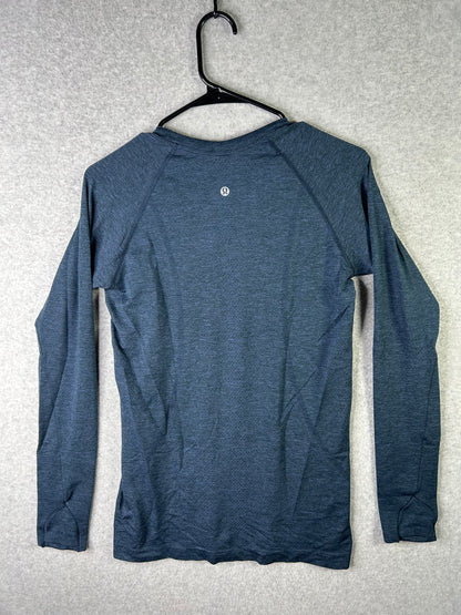 Lululemon Swiftly Tech Long Sleeve Crew Size 8 Black / Sapphire Blue