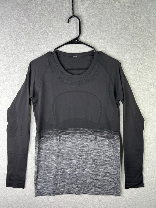 Lululemon Swiftly Tech Long Sleeve Crew Size 10 White / Black Gradient