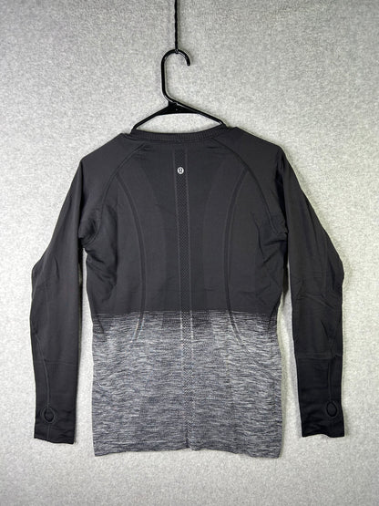 Lululemon Swiftly Tech Long Sleeve Crew Size 10 White / Black Gradient