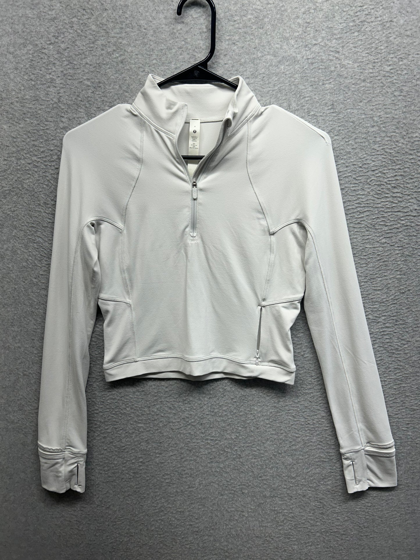 Lululemon Its Rulu Run Cropped Half Zip Size 6 (Square) Light Vapor