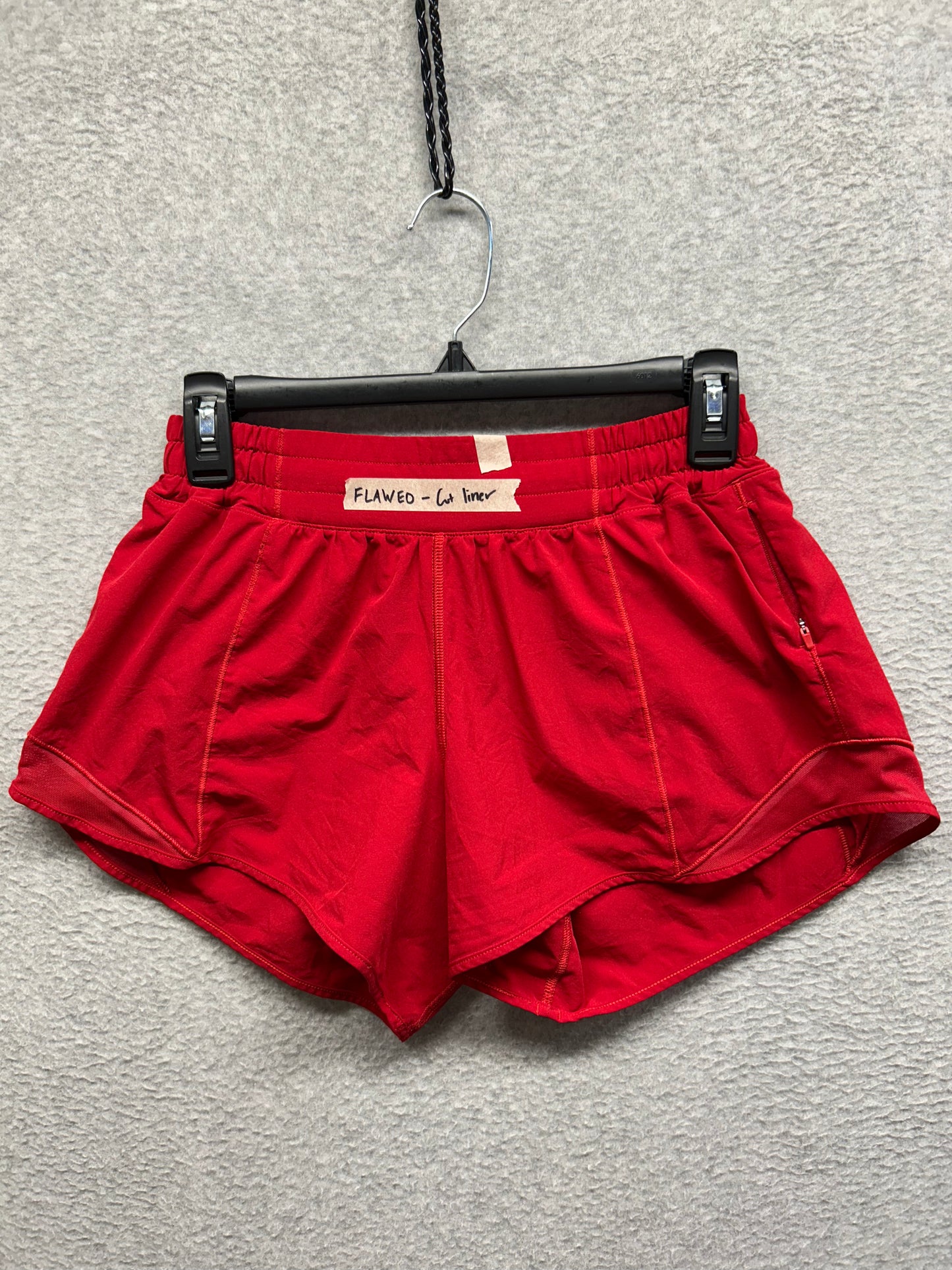 FLAWED Lululemon Hotty Hot Short II 4" Size 6 Dark Red