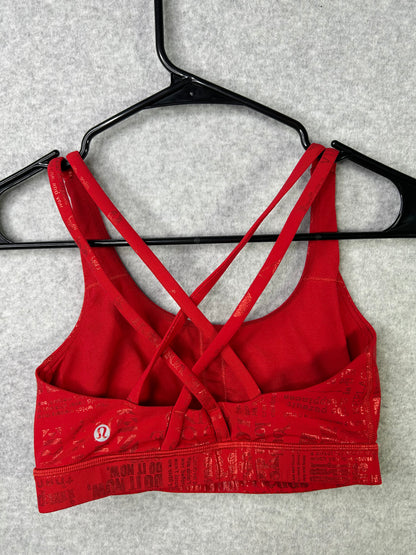 Lululemon Energy Bra Manifesto Size 4 20YR Manifesto Foil Dark Red