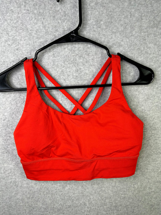 Lululemon Energy Bra Longline Size 8 Sqaure Dot Autumn Red