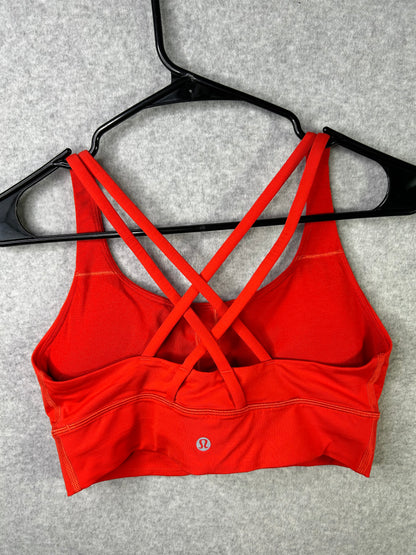 Lululemon Energy Bra Longline Size 8 Sqaure Dot Autumn Red