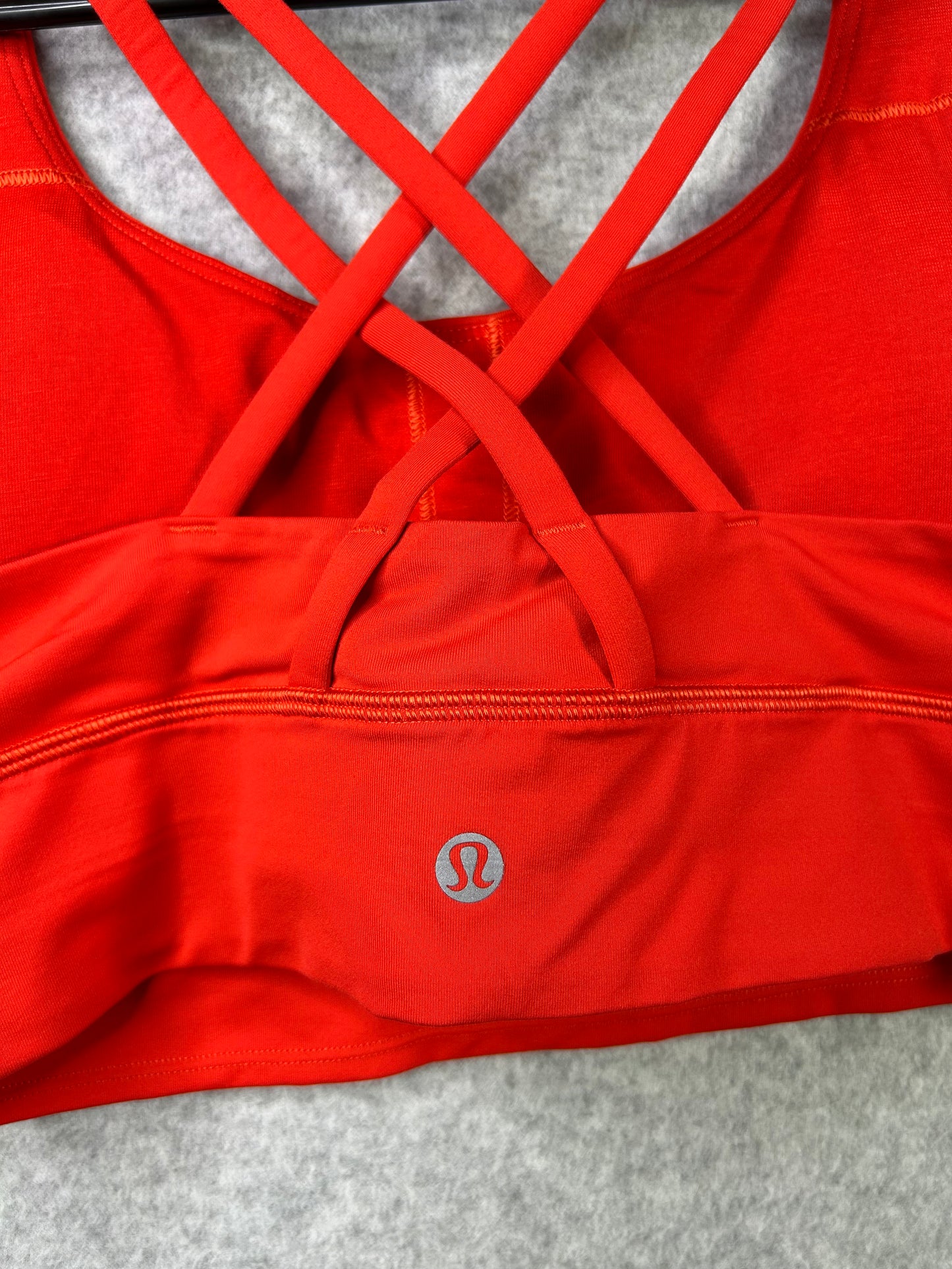 Lululemon Energy Bra Longline Size 8 Sqaure Dot Autumn Red