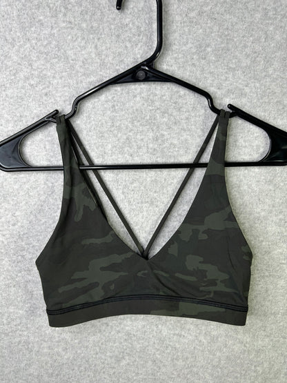 Lululemon Freely Flexed Bra Size 4 Incognito Camo Multi Gator Green / Black