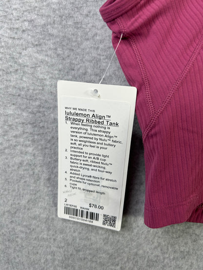 Lululemon Align Strappy Ribbed Tank Top Size 2 Washed Mauve