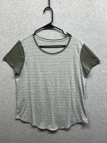 Lululemon Love Crewneck T-Shirt Size 10 Narrow Bold Stripe Sky Fall Soft Ivory