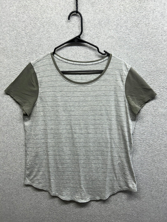 Lululemon Love Crewneck T-Shirt Size 10 Narrow Bold Stripe Sky Fall Soft Ivory