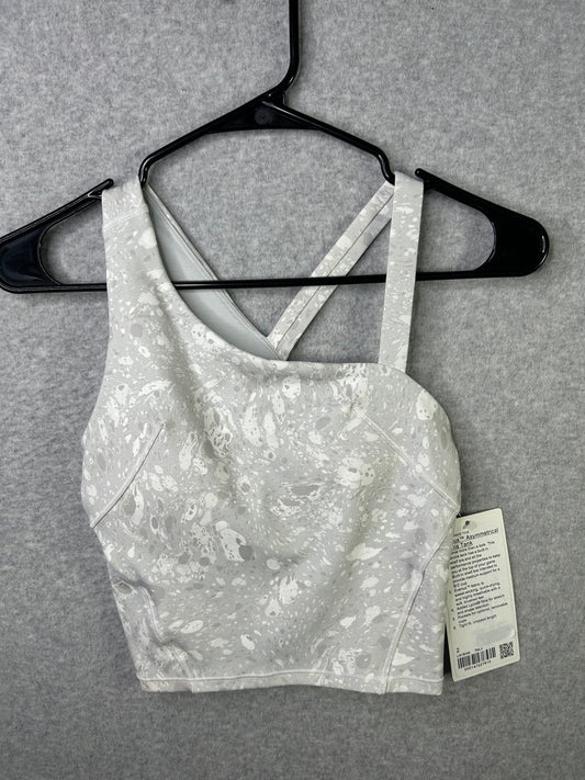 Lululemon Everlux Asymmetrical Tennis Tank Top Size 2 Terrazzo Marble Silver Ice Multi