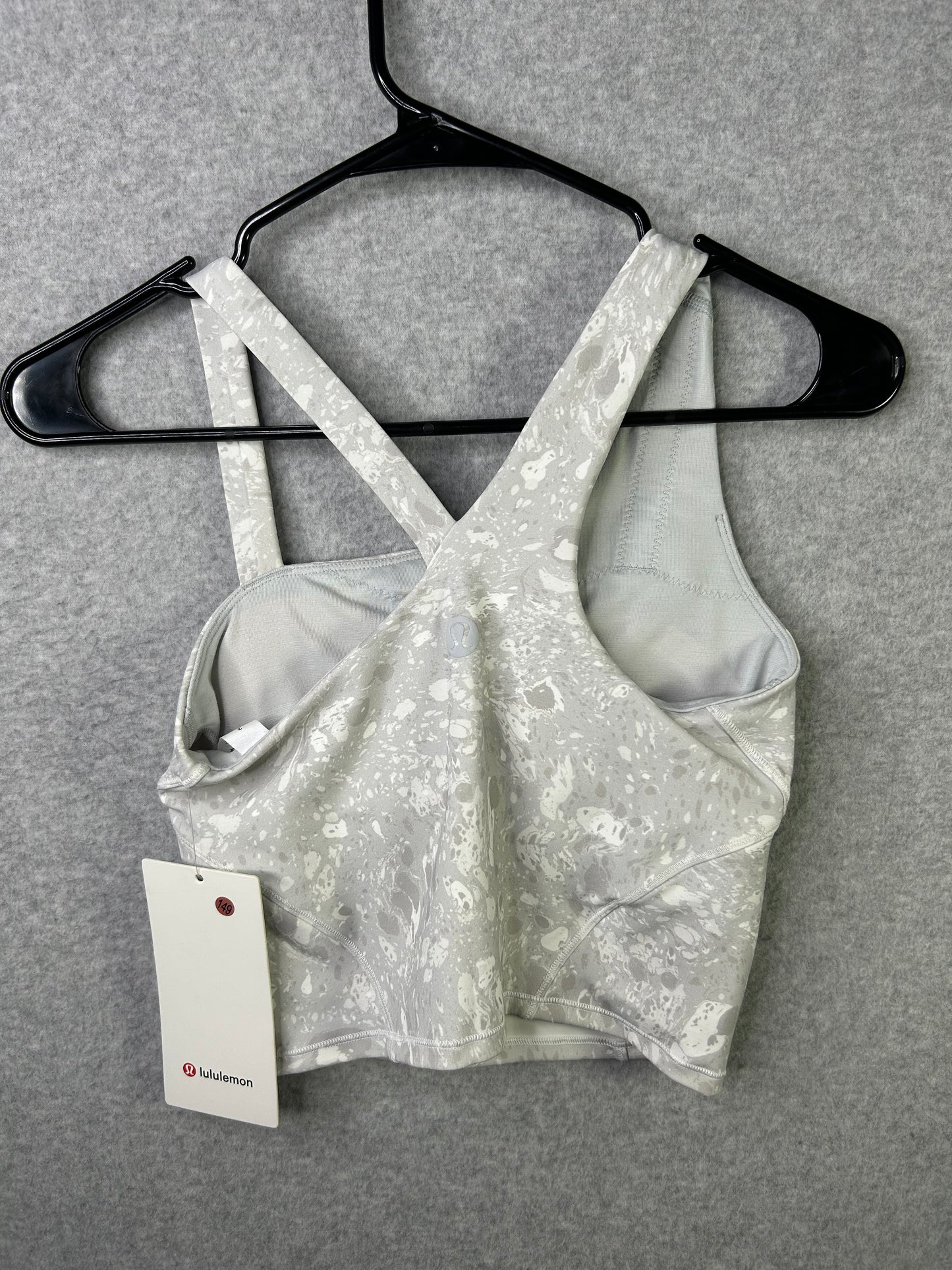 Lululemon Everlux Asymmetrical Tennis Tank Top Size 2 Terrazzo Marble Silver Ice Multi
