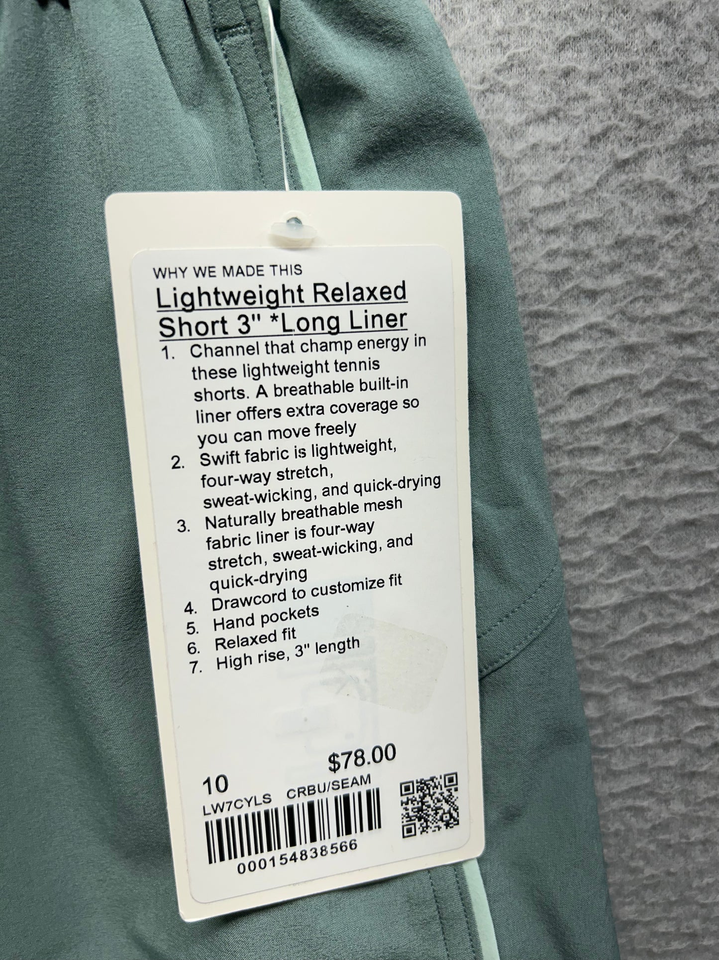 Lululemon Lightweight High-Rise Relaxed Short 3" Size 10 Crater Blue | Sea Mist
