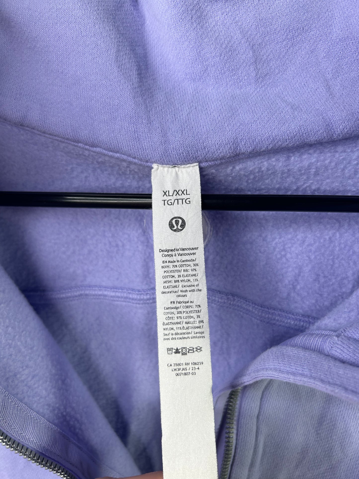 Lululemon Scuba Oversized Funnel Neck Half Zip Size XL/XXL Lilac Smoke