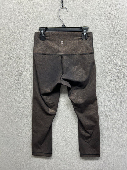 Lululemon Wunder Under Crop High-Rise Foil 21" Size 4 Luminosity Foil Print Black Copper Foil