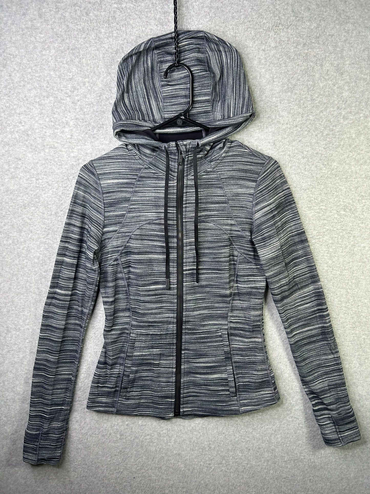 Lululemon Hooded Define Jacket Nulu Size 8 Heathered Black White