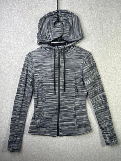 Lululemon Hooded Define Jacket Nulu Size 8 Heathered Black White