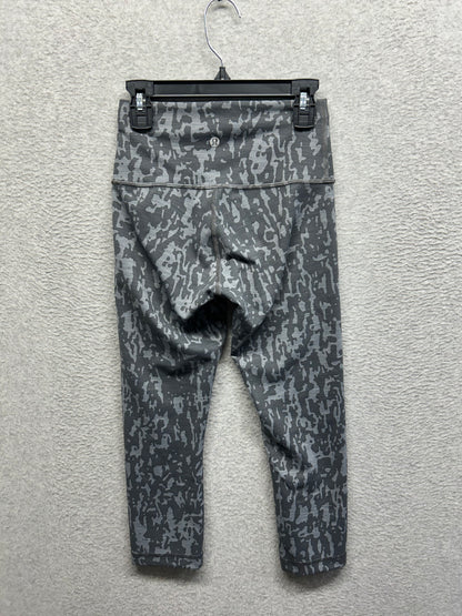 Lululemon Wunder Train High-Rise Crop 21" Size 4 Print Heathered PU Black Asphalt Grey