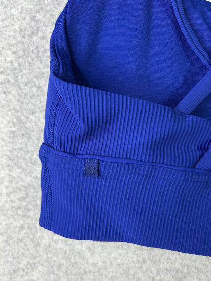 Lululemon Energy Longline Bra Ribbed Luxtreme Size 8 Psychic (Square Dot)