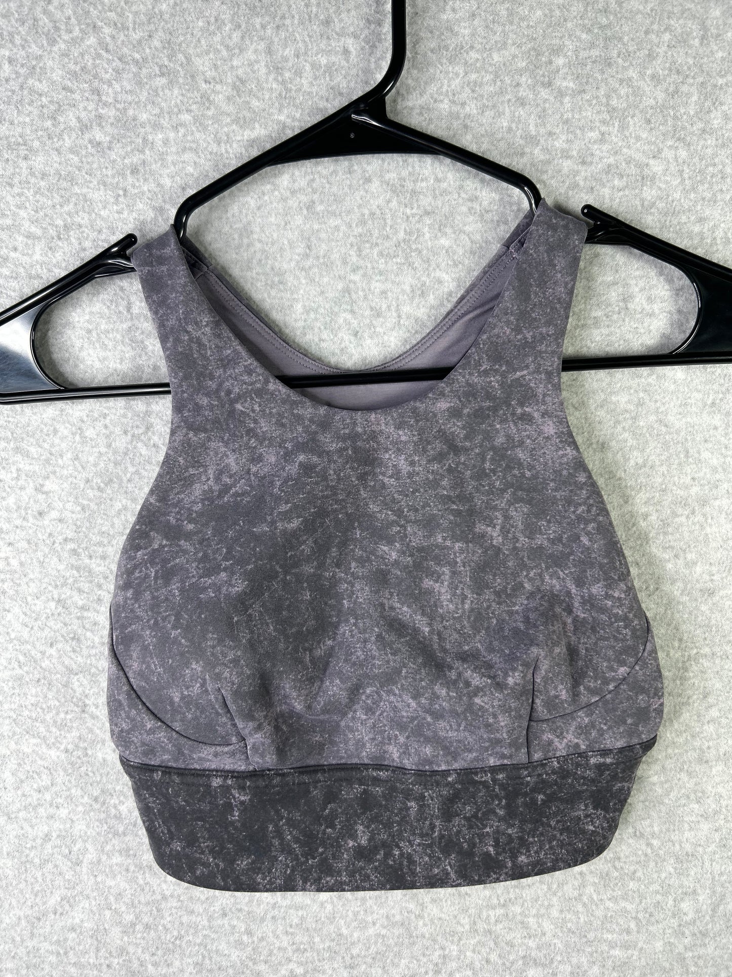 Lululemon Wunder Train Longline Bra Size 4 Denim Wash Print Dusky Lavender Black