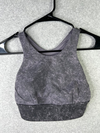 Lululemon Wunder Train Longline Bra Size 4 Denim Wash Print Dusky Lavender Black