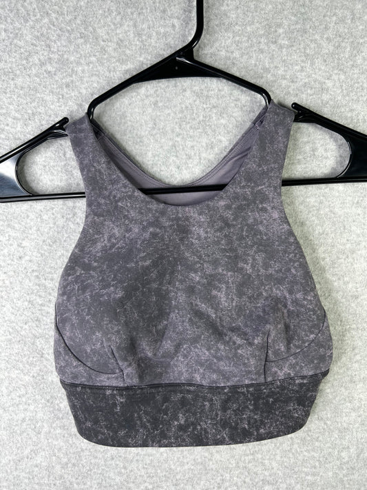 Lululemon Wunder Train Longline Bra Size 4 Denim Wash Print Dusky Lavender Black