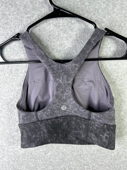Lululemon Wunder Train Longline Bra Size 4 Denim Wash Print Dusky Lavender Black