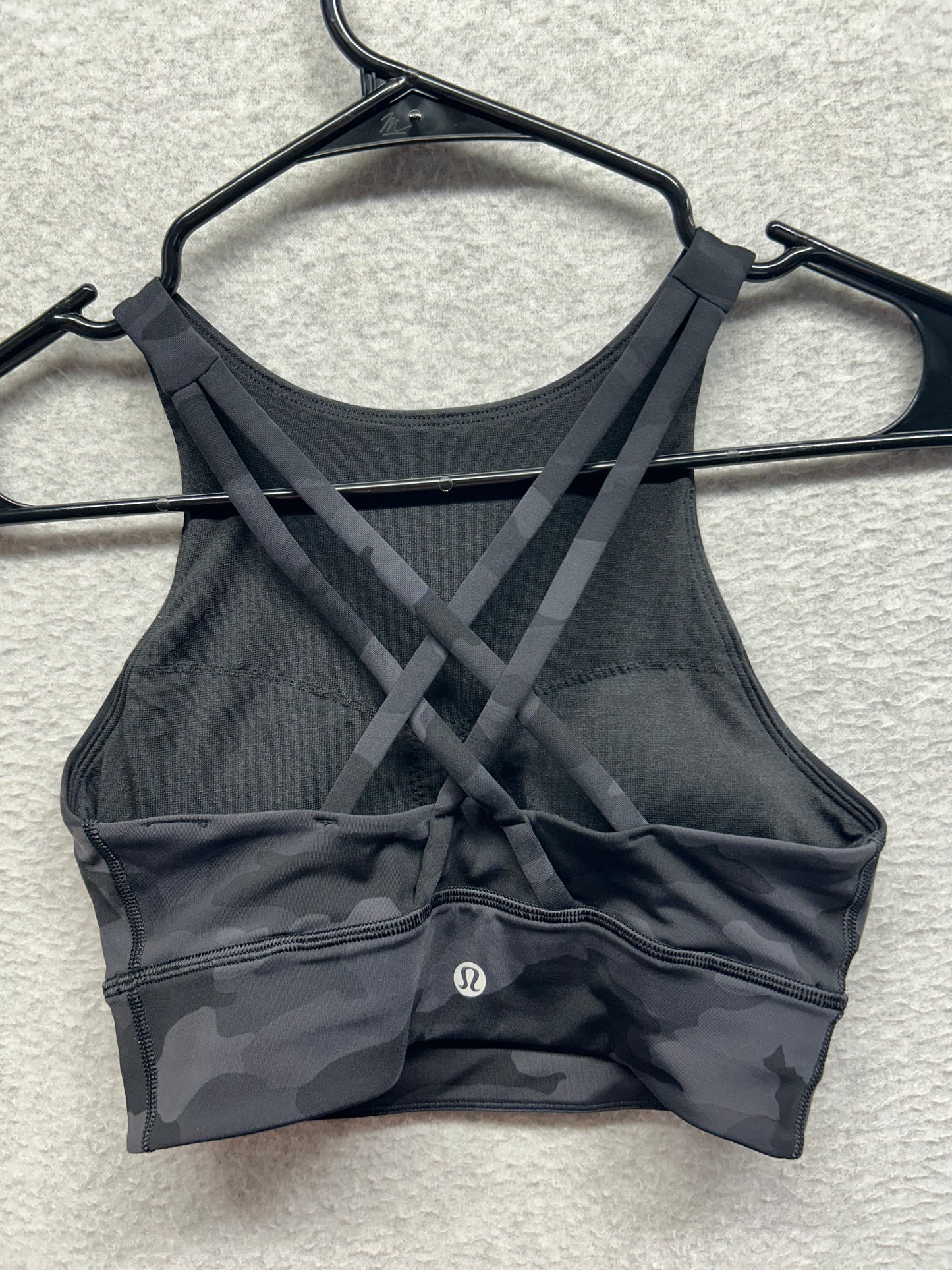 Lululemon Energy High-Neck Longline Bra Size 4 Heritage 365 Camo Deep Coal Multi