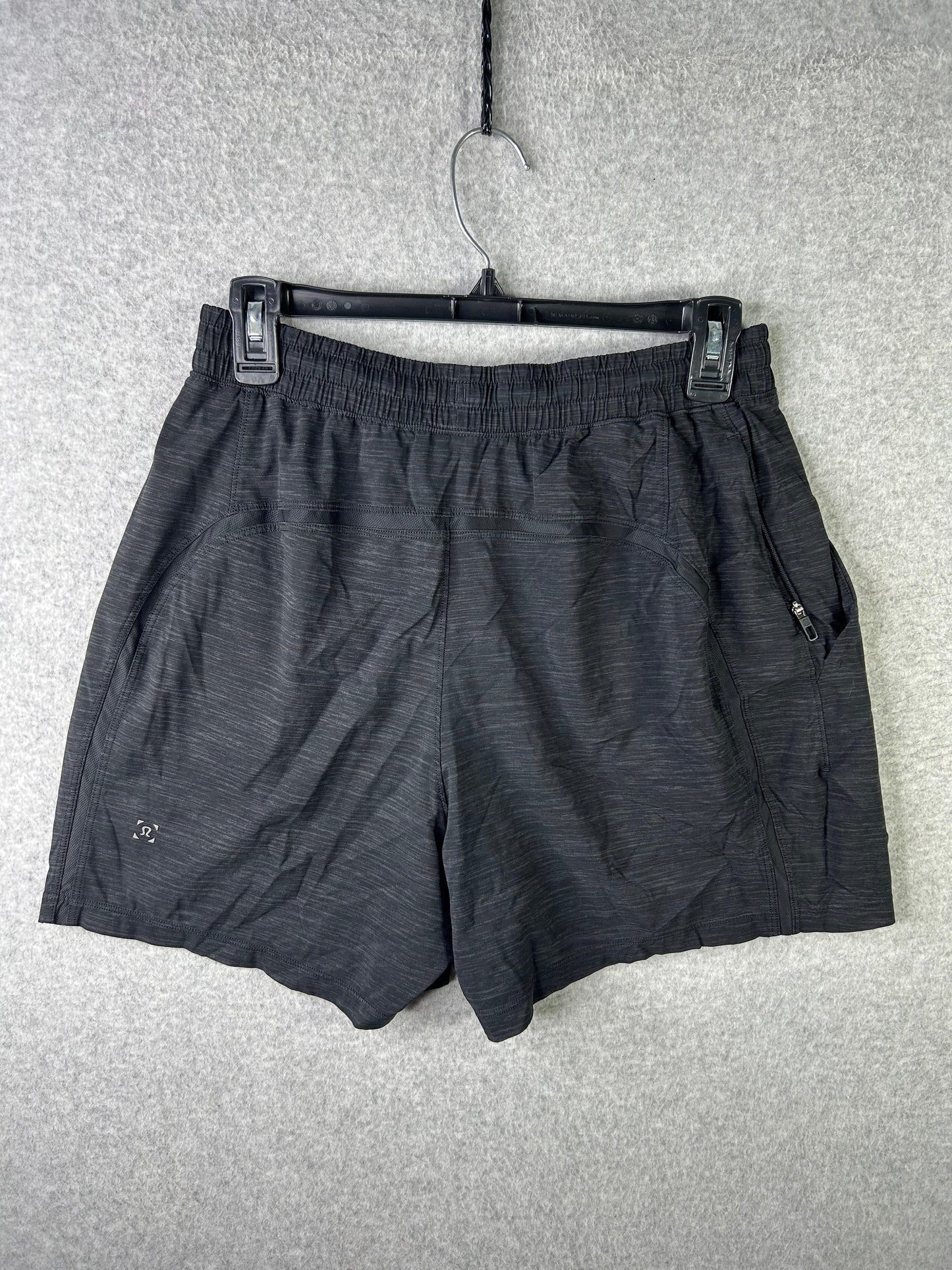 Lululemon Pace Breaker Short Linerless 7" Size Medium Heather Allover Deep Coal Black