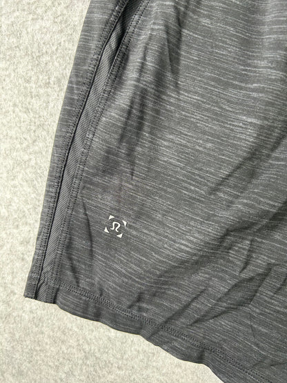 Lululemon Pace Breaker Short Linerless 7" Size Medium Heather Allover Deep Coal Black
