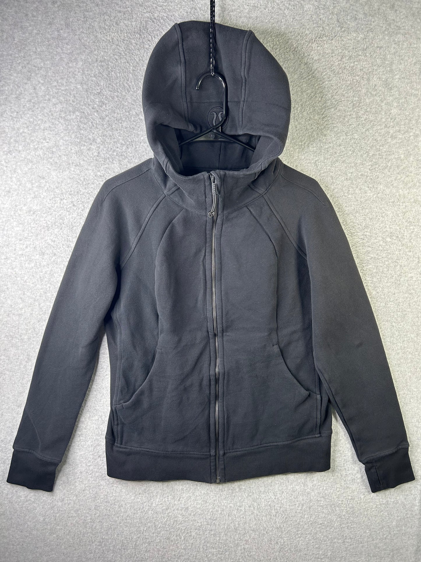 Lululemon Scuba Hoodie Light Cotton Fleece Size 14 Black (Sqaure Dot)