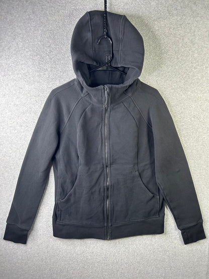 Lululemon Scuba Hoodie Light Cotton Fleece Size 14 Black (Sqaure Dot)