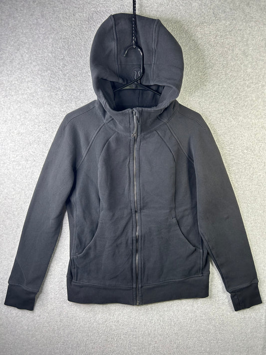 Lululemon Scuba Hoodie Light Cotton Fleece Size 14 Black (Sqaure Dot)
