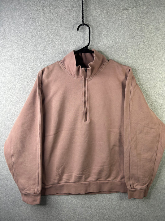 Lululemon French Terry Oversized Half Zip Mens Size Medium Twilight Rose (Square Dot)