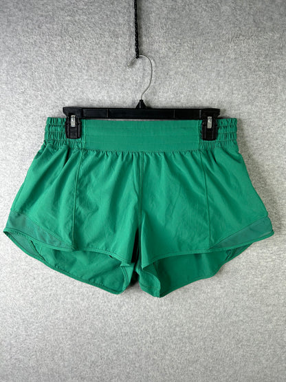 Lululemon Hotty Hot High Rise Lined Short 2.5” Size 10 Cascadia Green (Square Dot)