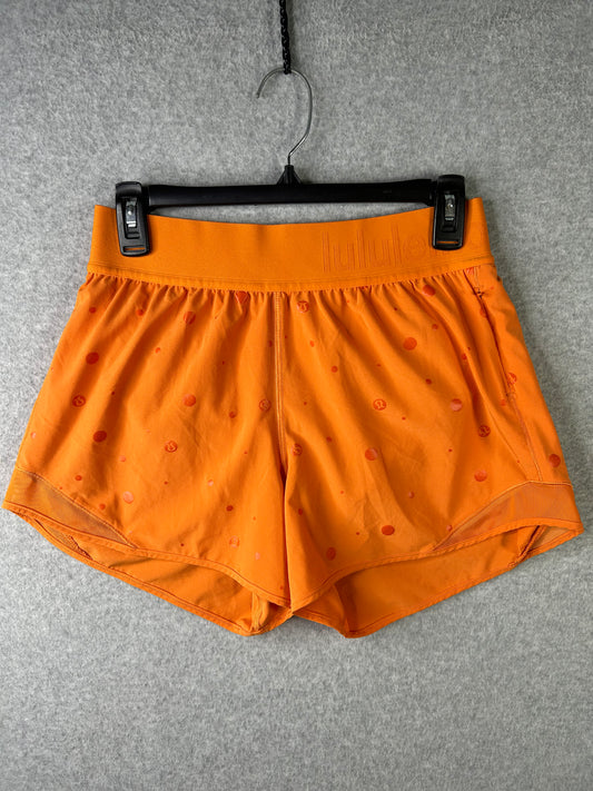 Lululemon Hotty Hot Short 4" Logo Size 6 Poco Logo Foil Amber Orange