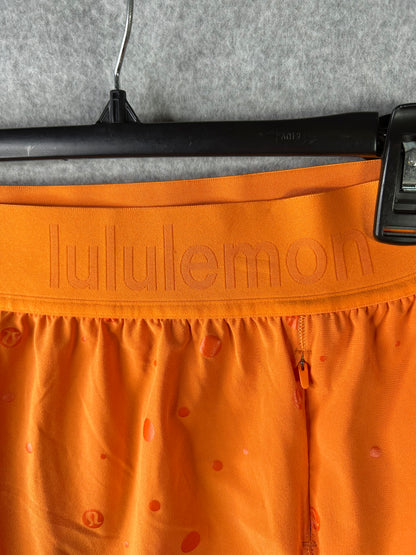 Lululemon Hotty Hot Short 4" Logo Size 6 Poco Logo Foil Amber Orange