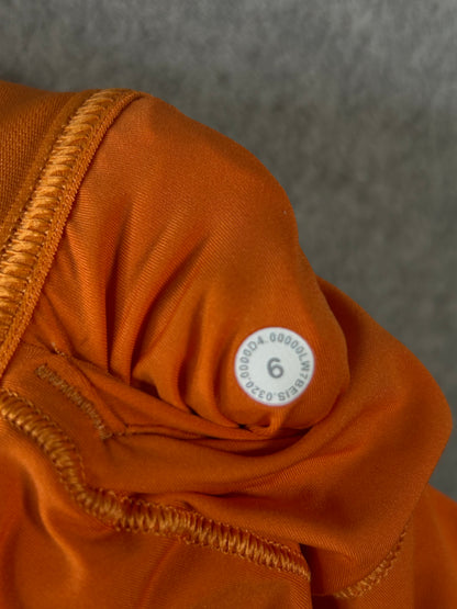 Lululemon Hotty Hot Short 4" Logo Size 6 Poco Logo Foil Amber Orange