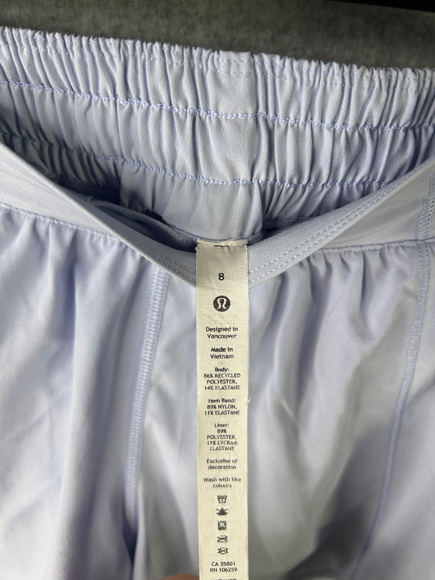 Lululemon Hotty Hot Low-Rise Lined Short 4" Size 8 Pastel Blue