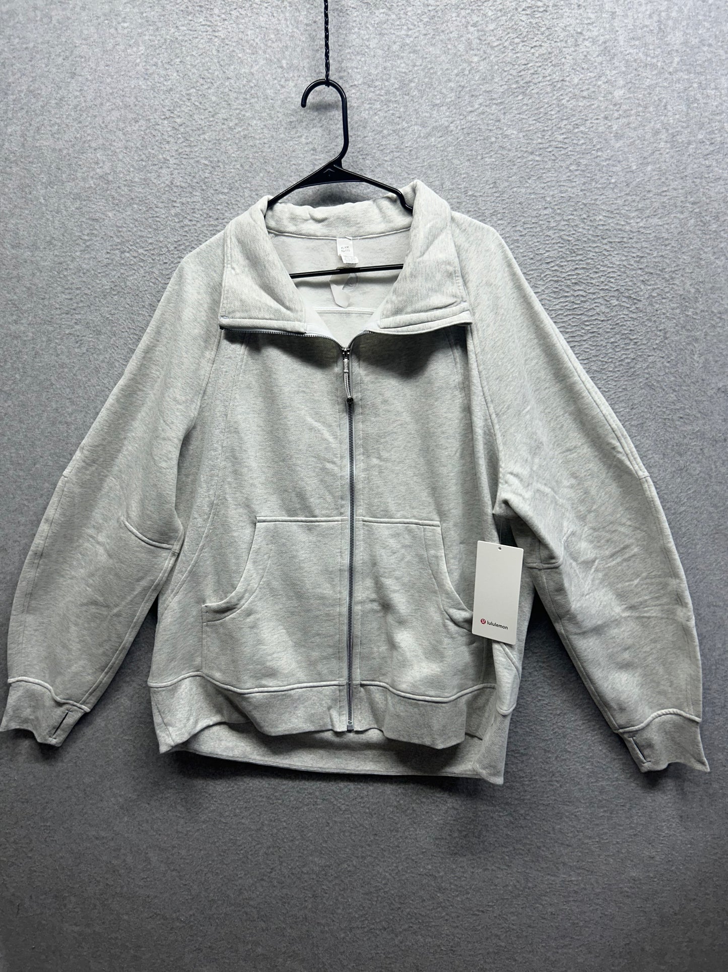 Lululemon Scuba Oversized Funnel-Neck Full Zip Size XL/XXL Heathered Core Ultra Light Grey