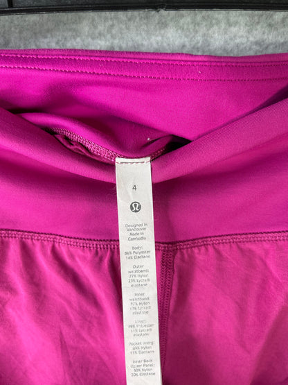 Lululemon Speed Up Short Long 4" Size 4 Ripened Raspberry
