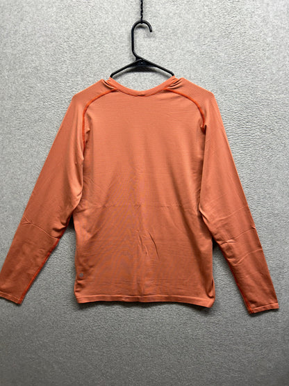 Lululemon Metal Vent Tech Long Sleeve Shirt 2.0 Size Medium Spandex Stripe Warm Coral