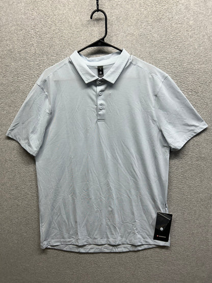 Lululemon Evolution Short Sleeve Polo Shirt Size XL Heathered Starch Blue