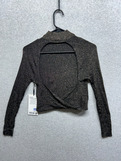 Lululemon Glitter Knit Twist-Back Long-Sleeve Shirt Size Large Black