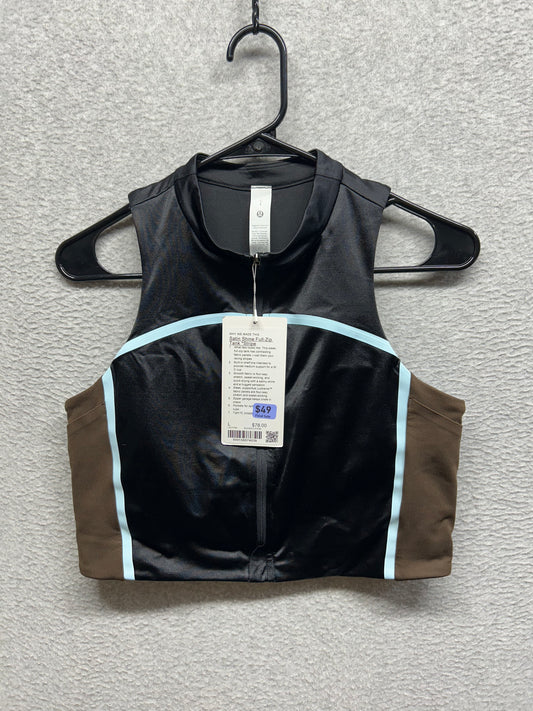 Lululemon Satin Shine Full-Zip Tank Top Size Large Black | Walnut Crunch | Foam Cloud